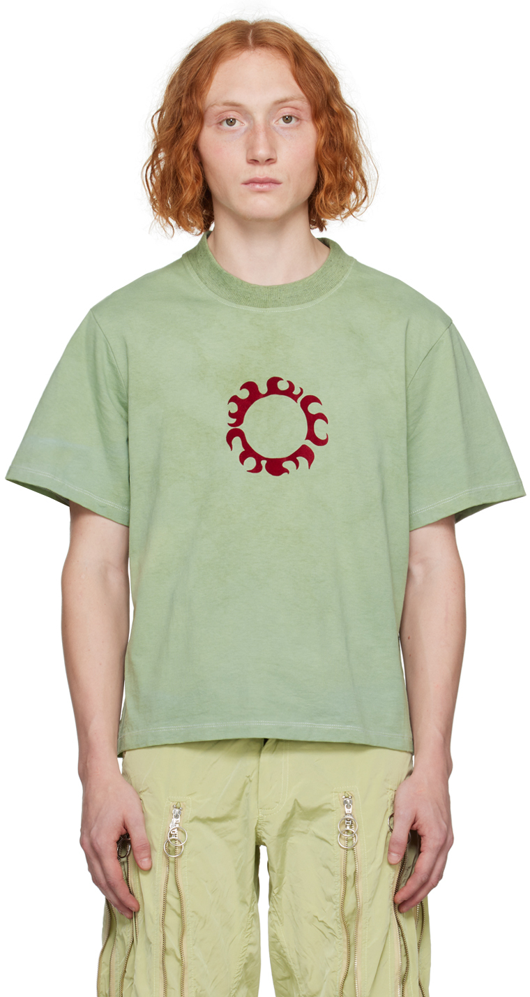 Charlie Constantinou Green Sun T-shirt In Olive Green