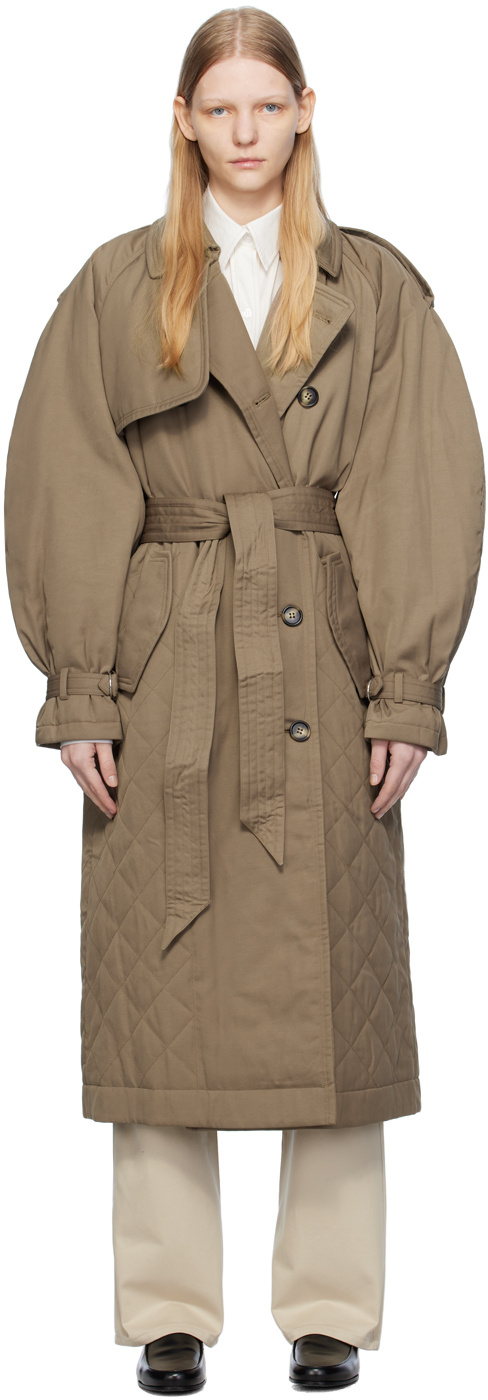 Elleme: Khaki Quilted Trench Coat | SSENSE