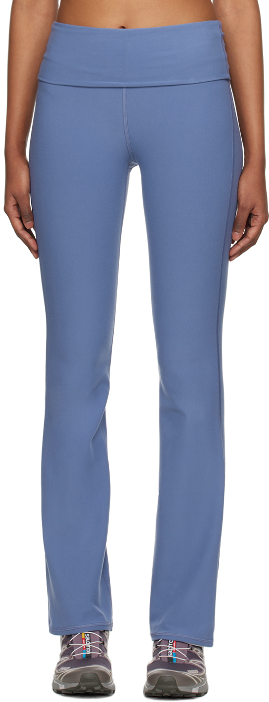 Alo Soft Low Rise Fold Over Bootcut Legging In Blue - Infinity Blue