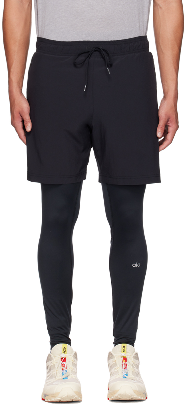 Shop Alo Yoga Black Stability 2-in-1 Shorts In Black/black
