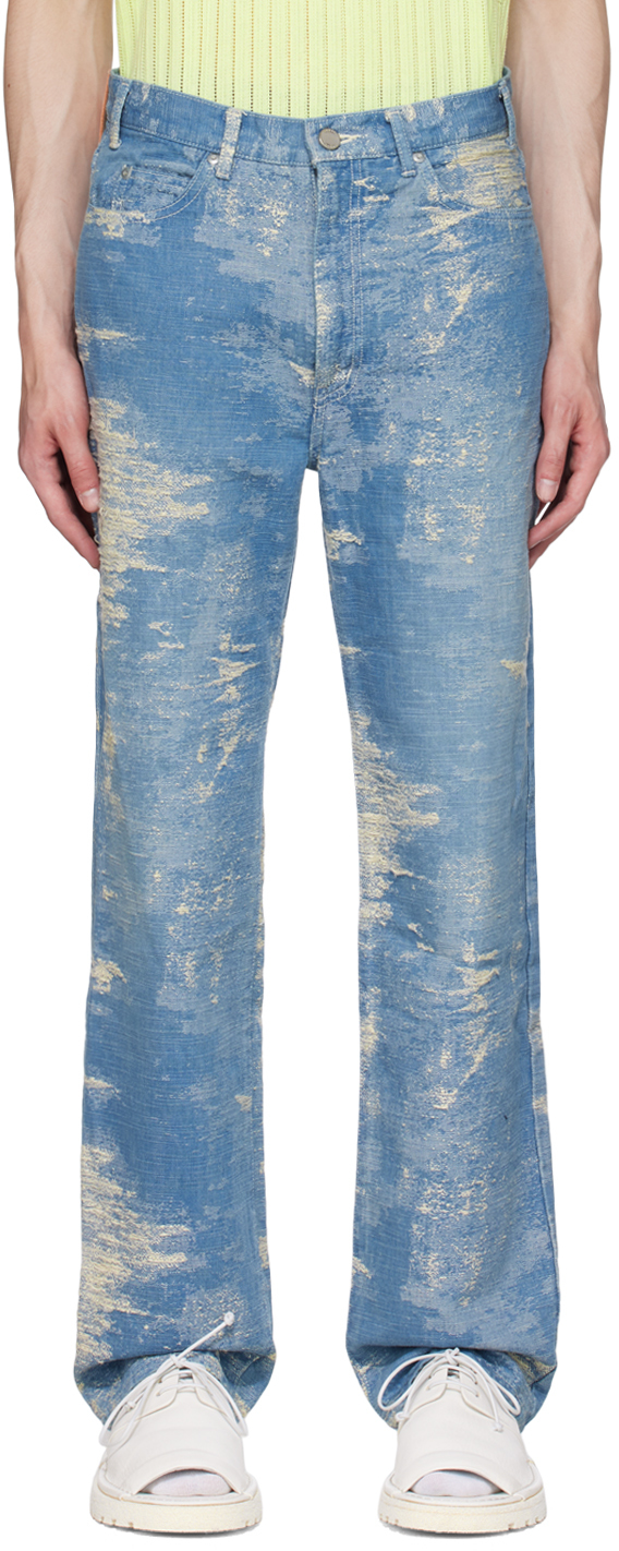 Blue Bleach Jeans by TAAKK on Sale