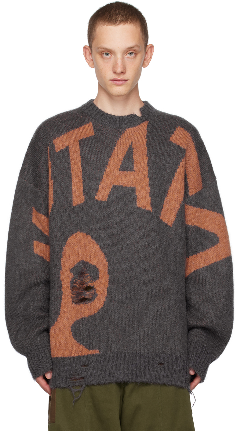 Perks And Mini Gray & Orange 'mutate' Sweater In Ash