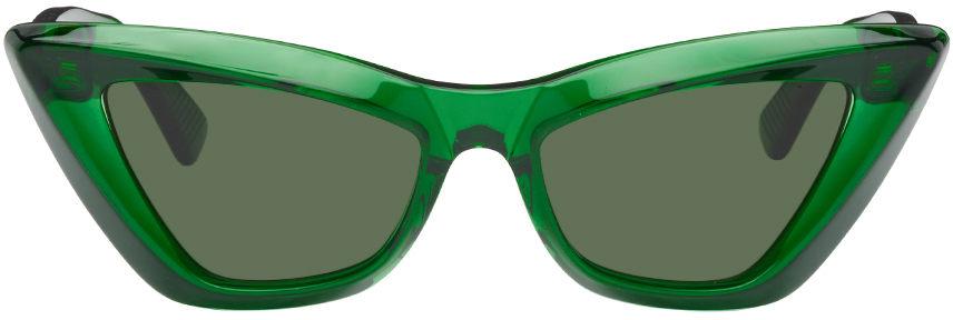 Bottega Veneta Green Pointed Cat-Eye Sunglasses