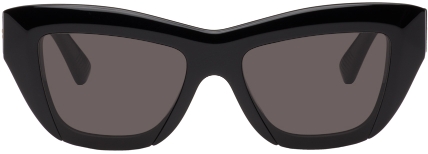 Bottega Veneta Black Cat-eye Sunglasses In 001 Black/black/grey