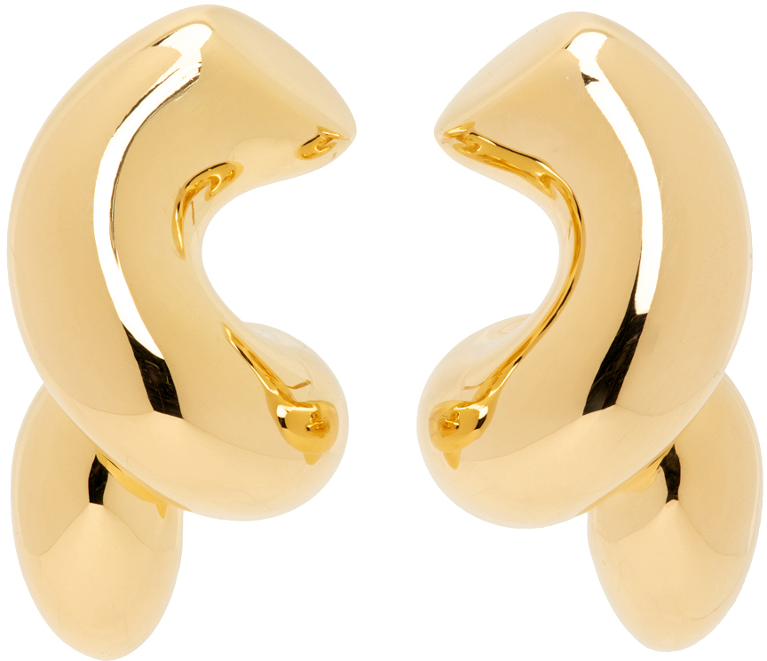 Bottega Veneta Gold Twist Earrings In Yellow Gold