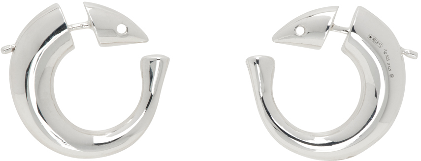 Bottega Veneta Silver Hoop Earrings In 8117 Silver