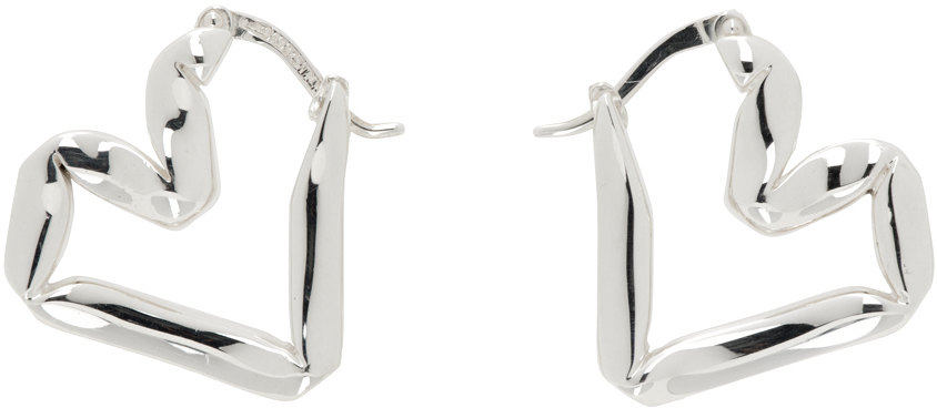 Bottega Veneta Silver Hoop Earrings In 8117 Silver