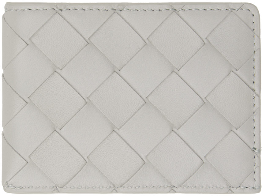 Bottega Gray Intrecciato Card Holder SSENSE