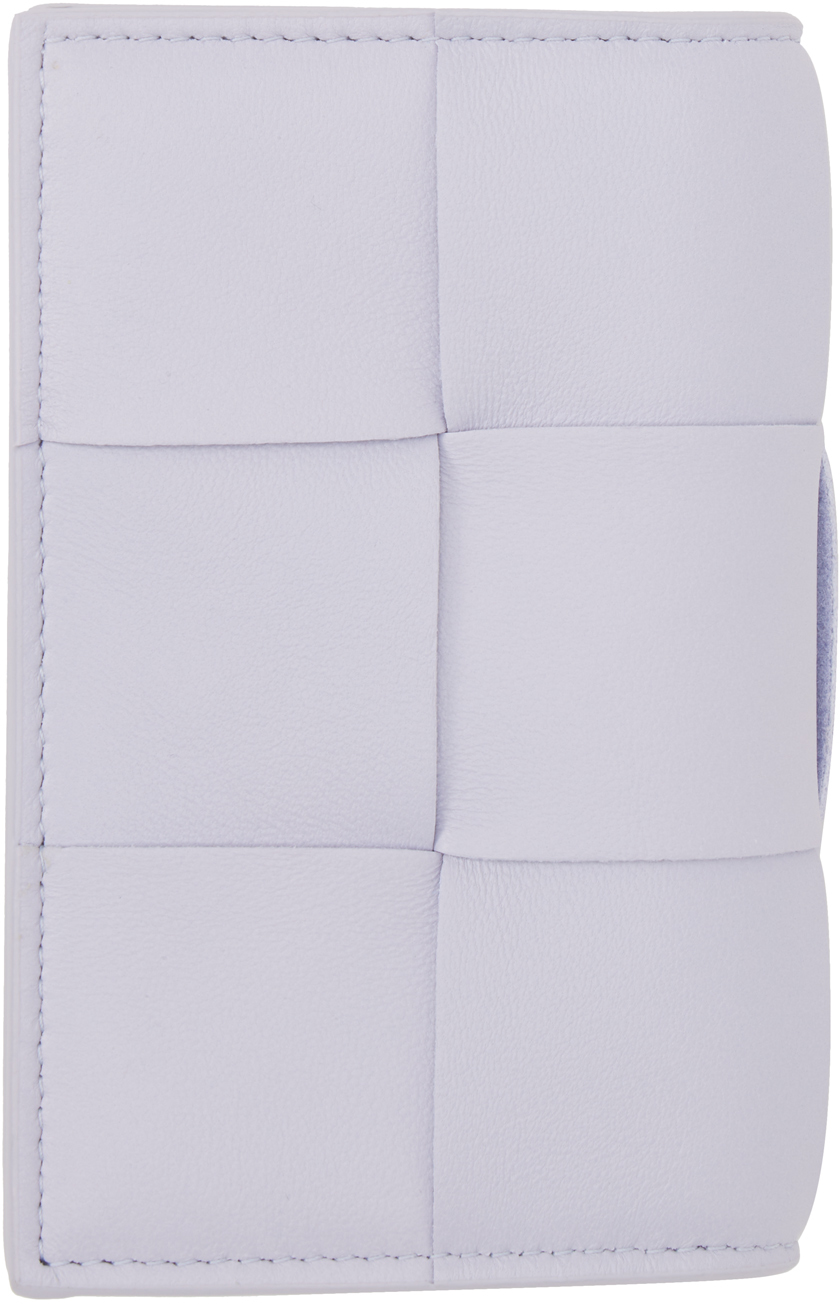 Bottega Veneta Purple Cassette Business Card Holder In 1431 Oyster Gold