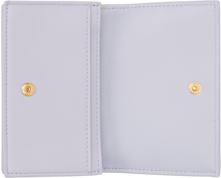 Bottega Veneta Purple Cassette Business Card Holder In 1431 Oyster Gold