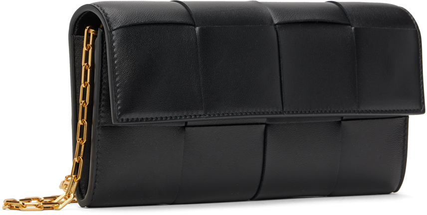 Bottega Veneta Black Cassette Bag In 8425 Black Gold