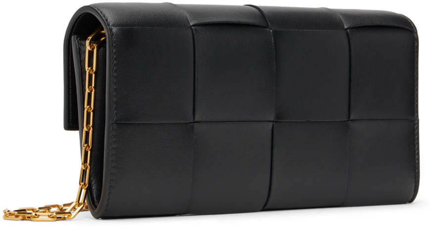 Bottega Veneta Black Cassette Bag In 8425 Black Gold