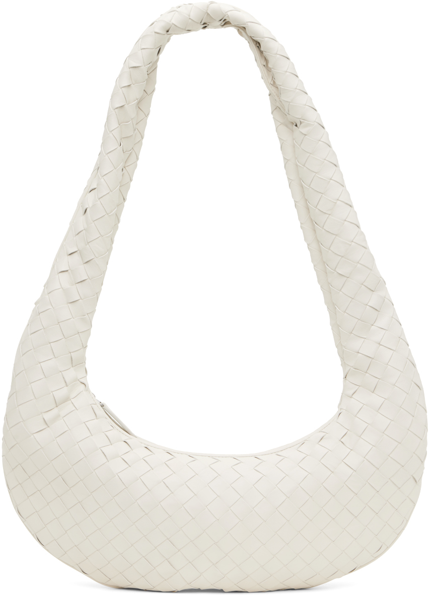 Bottega Veneta White Zip Bag In 9007 White Silver