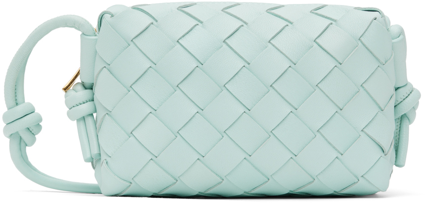 Bottega Veneta Blue Mini Loop Camera Bag In 3902 Teal Washed Gol