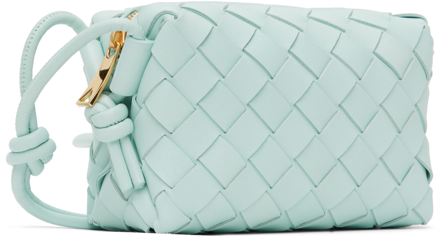 Bottega Veneta Blue Mini Loop Camera Bag In 3902 Teal Washed Gol