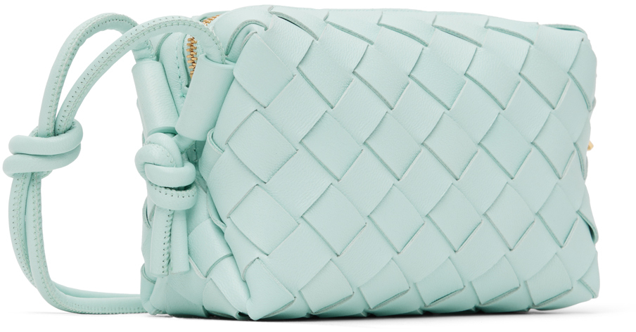 Bottega Veneta Blue Mini Loop Camera Bag In 3902 Teal Washed Gol