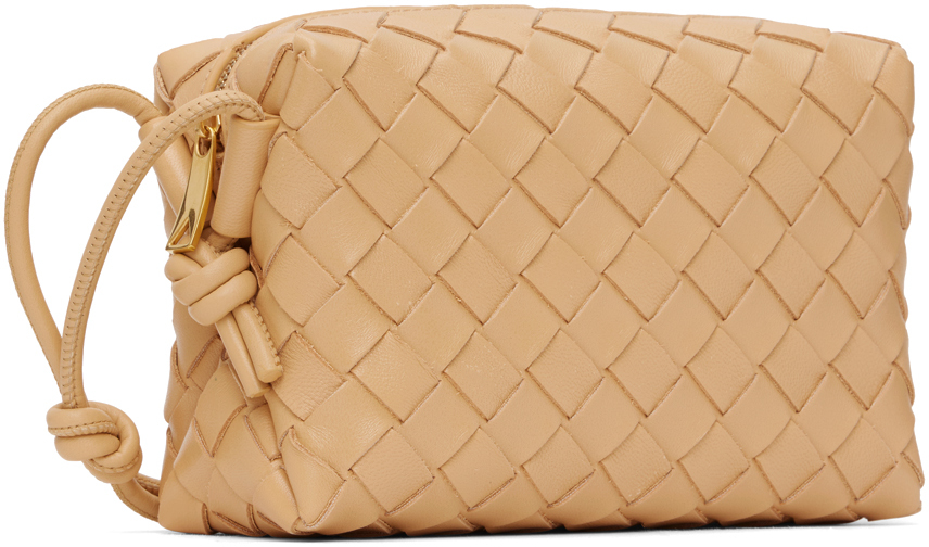 Bottega Veneta Mini Loop Intrecciato Leather Camera Bag In 2700 Almond Gold