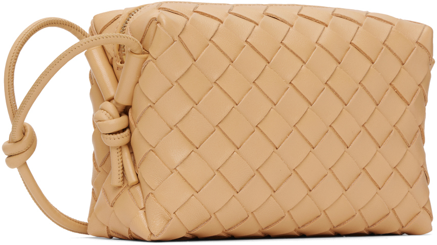Bottega Veneta Mini Loop Intrecciato Leather Camera Bag In 2700 Almond Gold