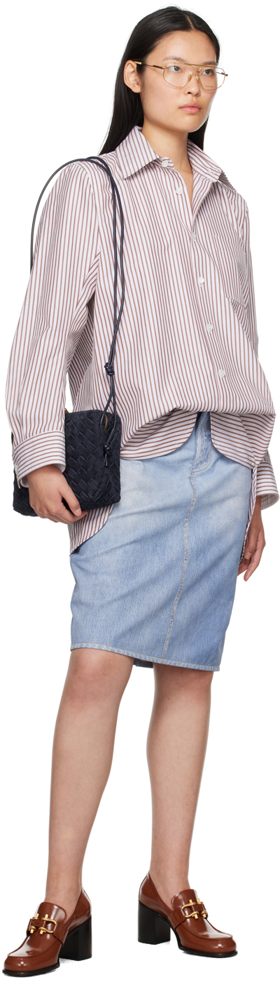 Bottega Veneta Blue Small Loop Bag In 8837 Space Gold