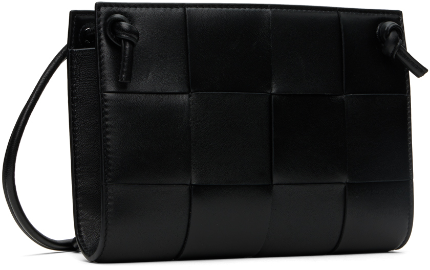 Bottega Veneta Intrecciato Leather Wallet-on-strap In 8425 Black Gold