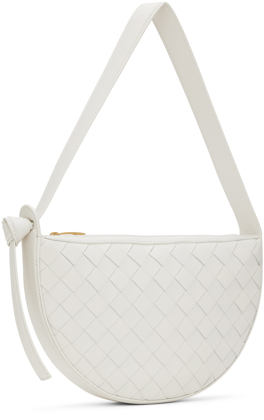Shop Bottega Veneta White Mini Sunrise Bag In 9009 White Gold