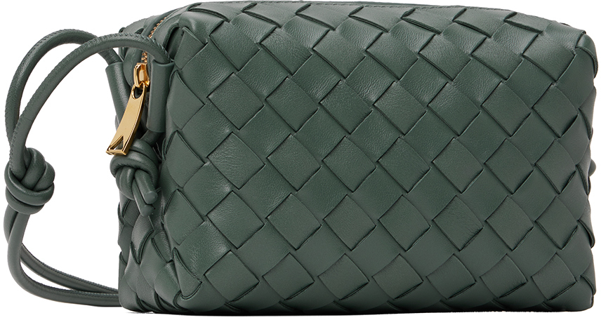 Bottega Veneta Gray Mini Loop Camera Bag In 1615 Slate Gold