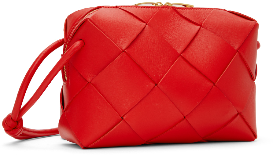 Bottega Veneta Small Cassette Camera Woven Leather Bag In 6458 Vernis Gold
