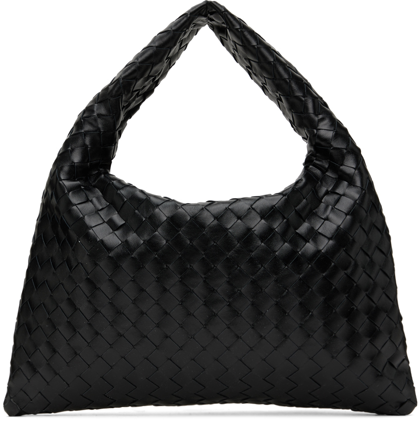 Bottega Veneta Hop Small Intrecciato-leather Shoulder Bag In Black