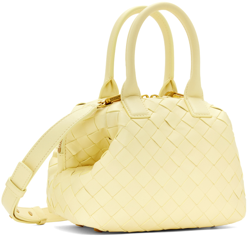 Bottega Veneta Mini Bauletto Intreciatto Lambskin Leather Handbag In 3325 Camomile M Bras