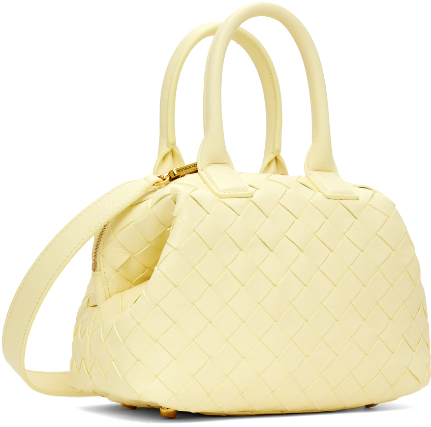 Bottega Veneta Mini Bauletto Intreciatto Lambskin Leather Handbag In 3325 Camomile M Bras