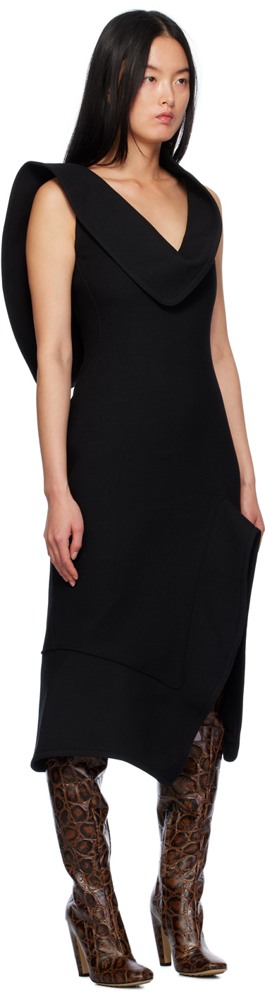 Shop Bottega Veneta Black Structured Midi Dress In 1000 Black