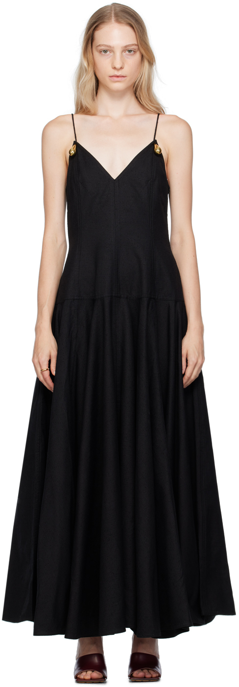 Shop Bottega Veneta Black Metal Drops Maxi Dress In 1000 Black