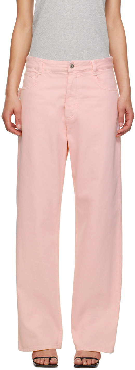 Bottega Veneta: Pink Wide-Leg Jeans | SSENSE