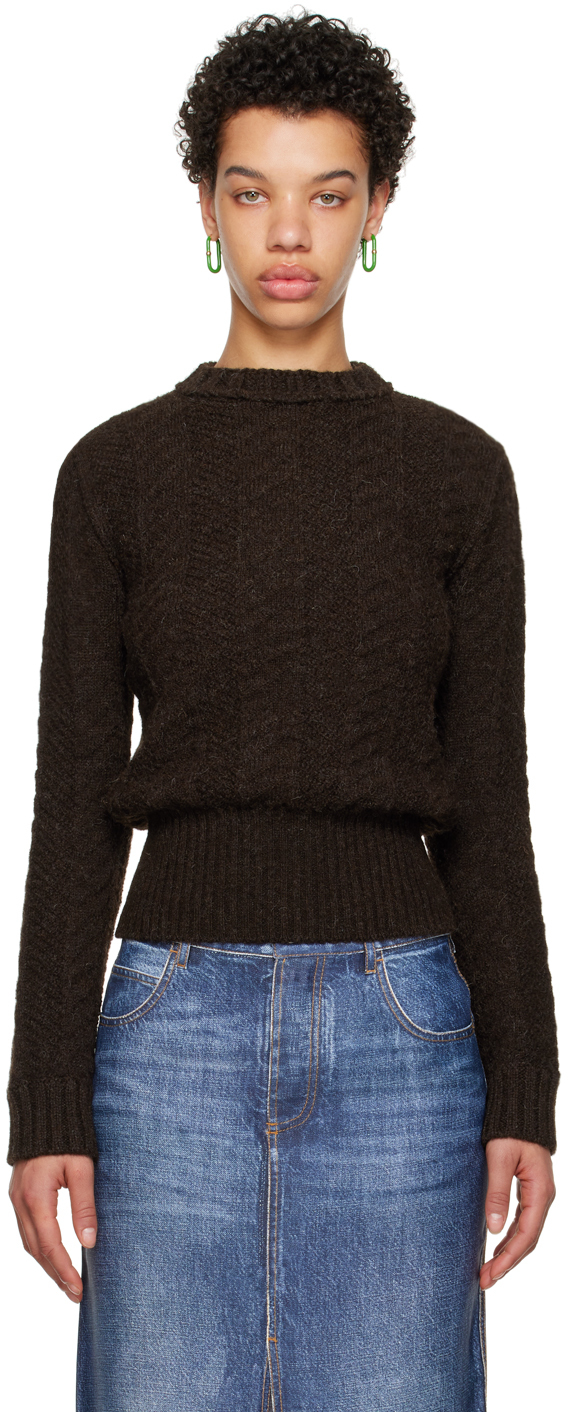 Shop Bottega Veneta Brown Shetland Sweater In 2164 Dark Chestnut