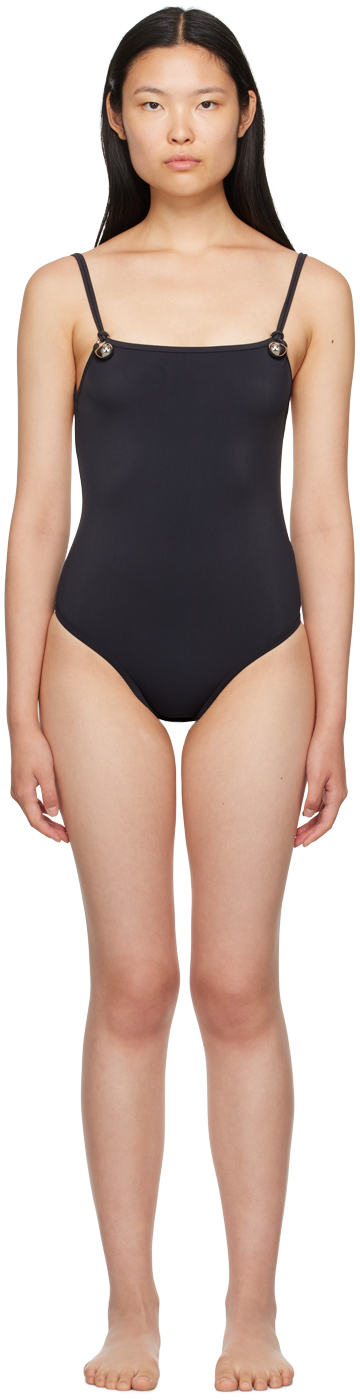 Bottega Veneta Seersucker Halterneck Swimsuit in Black - Size 40 (XS/S –  James Collective