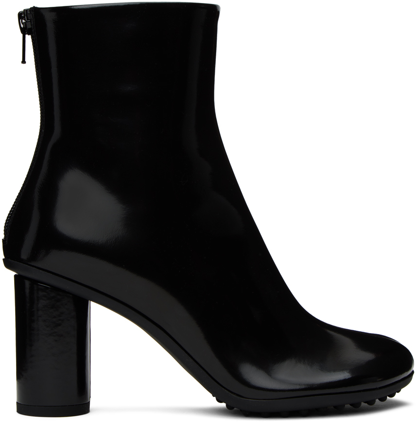 Bottega Veneta Atomic Glossed-leather Ankle Boots In Black