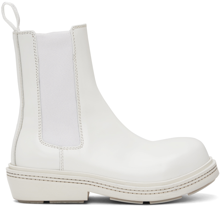 Bottega Veneta: White Fireman Chelsea Boots | SSENSE