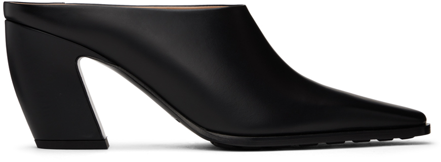 Bottega Veneta: Black Tex Mule Heels | SSENSE