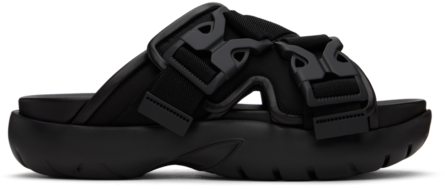 Black Snap Slide Sandals