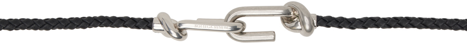 Bottega Veneta Black Intreccio Knot Belt In 8803-black-silver
