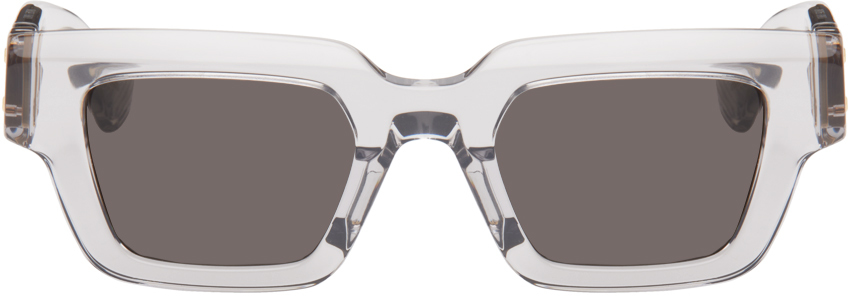 Bottega Veneta Gray Hinge Sunglasses In Crystal-crystal-grey