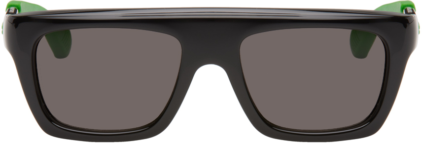 Bottega Veneta Black Mitre Square Sunglasses In Black-black-grey