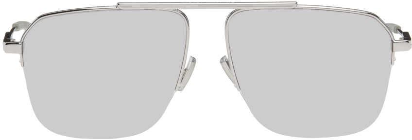 Bottega Veneta Silver Square Sunglasses