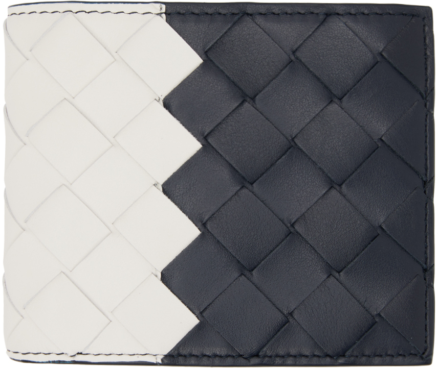 Bottega Veneta Black & White Bifold Wallet In 1876 Space-white