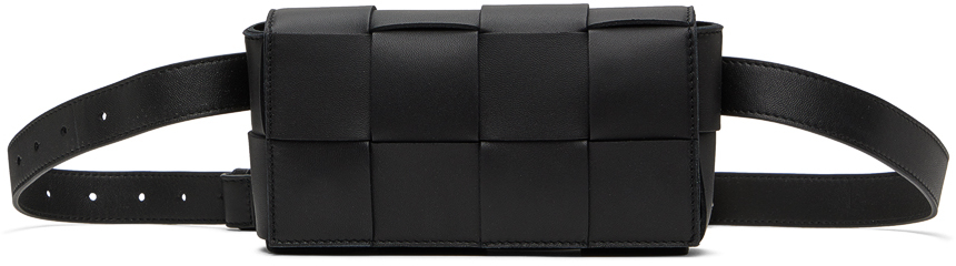 Bottega Veneta Black Cassette Belt Bag In 8425 Black-gold