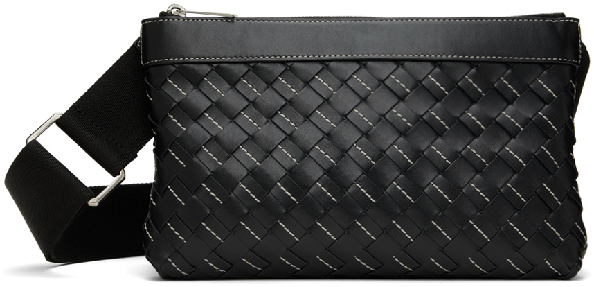 Bottega Veneta: Black Intrecciato Convertible Pouch | SSENSE