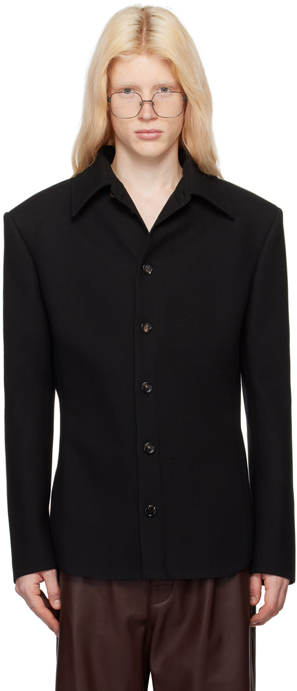 Bottega Veneta: Black Structured Jacket | SSENSE