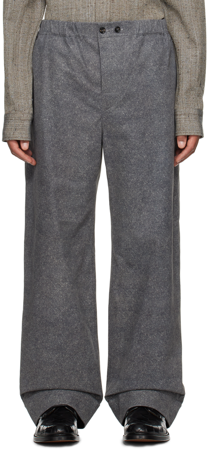 Bottega Veneta Gray Printed Leather Pants SSENSE