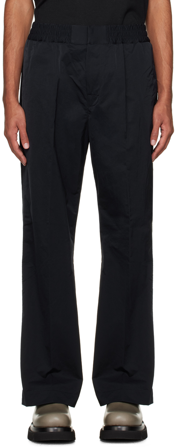 Shop Bottega Veneta Navy Lightweight Trousers In Dark Navy