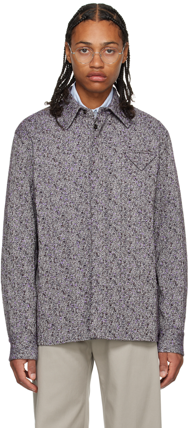 Bottega Veneta Purple Button Shirt In 5215-lilac/bordeaux